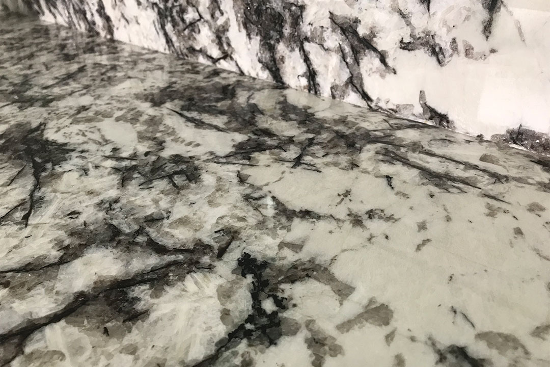 closeup of master bathroom granite
