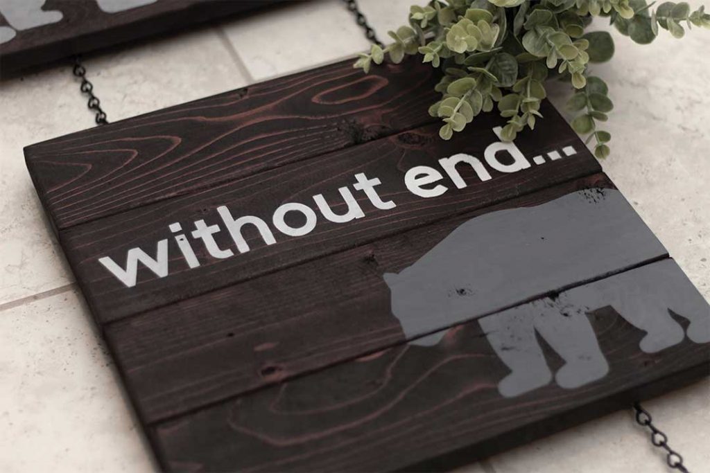 "Without End" woodland nursery sign completed